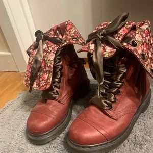 Red Doc Martens with floral inside